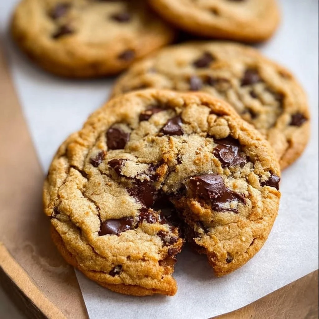 Freshly baked small batch chocolate chip cookies on a cooling rack.