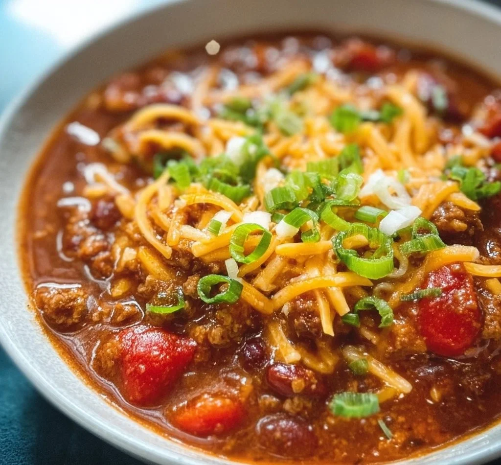 Delicious Southern chili recipe with beans and spices served in a bowl.
