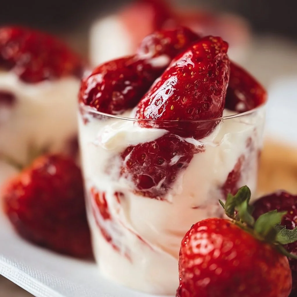 Delicious strawberries topped with rich cream for a perfect dessert