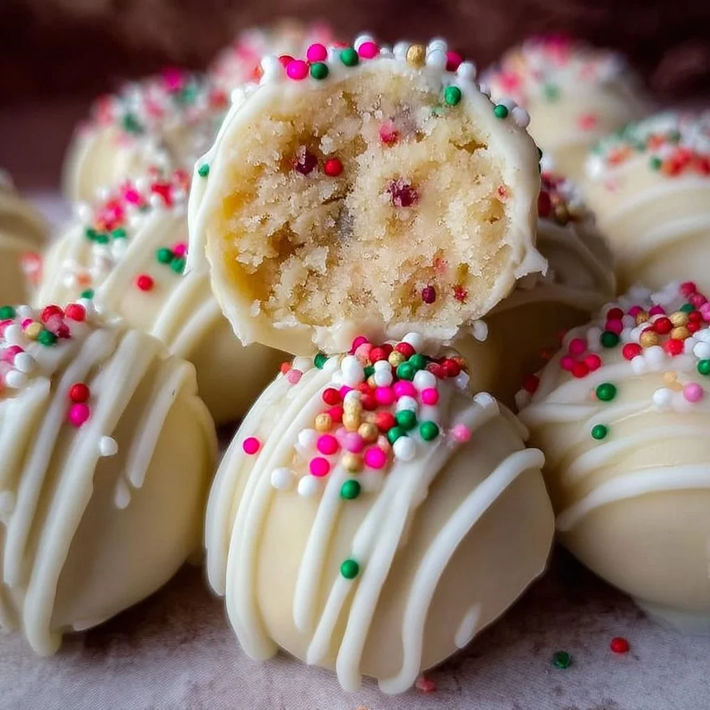 Delicious homemade sugar cookie truffles on a decorative plate