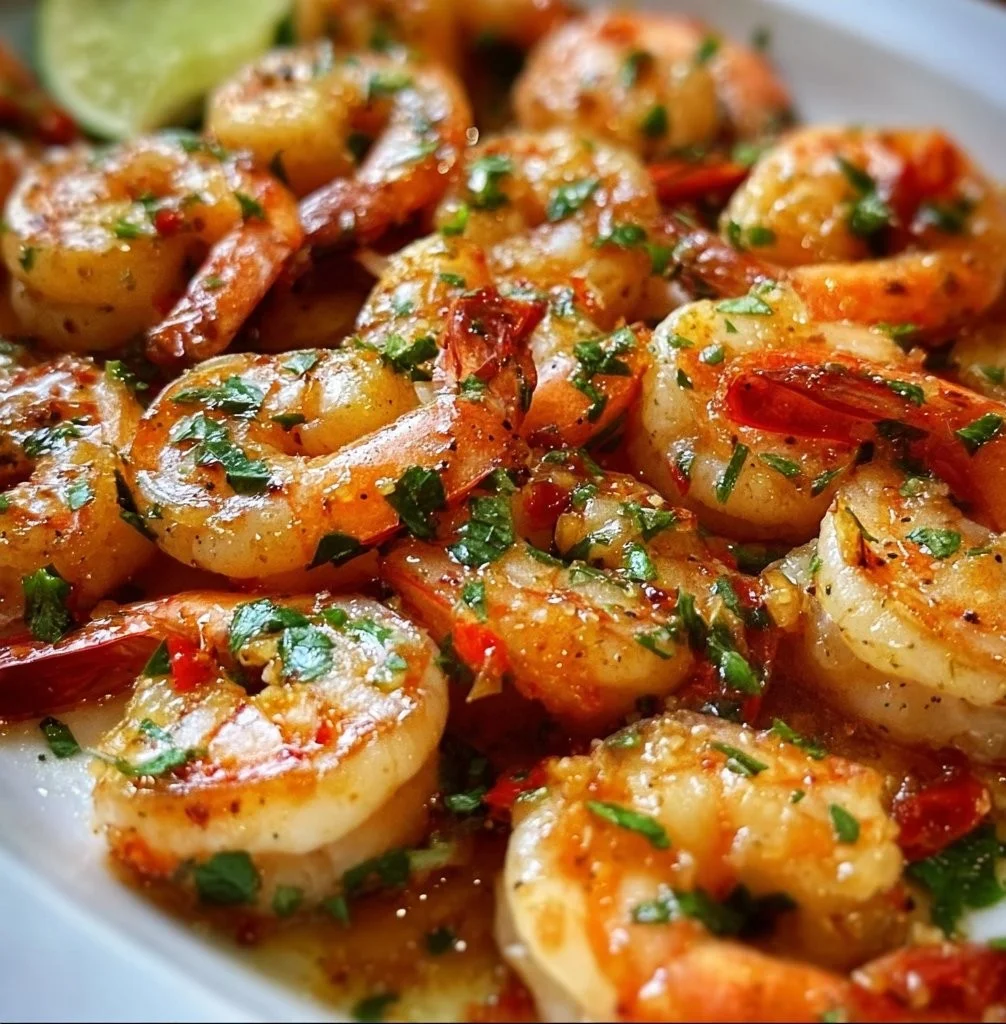 Delicious Sweet Chili Shrimp served with vegetables and rice