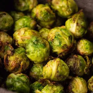 Delicious air fried frozen Brussels sprouts served in a bowl