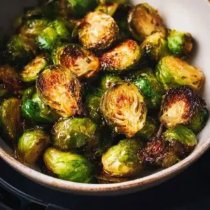 Crispy Air Fryer Brussels Sprouts served in a bowl
