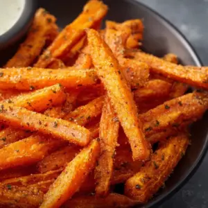 Air fryer carrot fries, crispy and healthy snack recipe