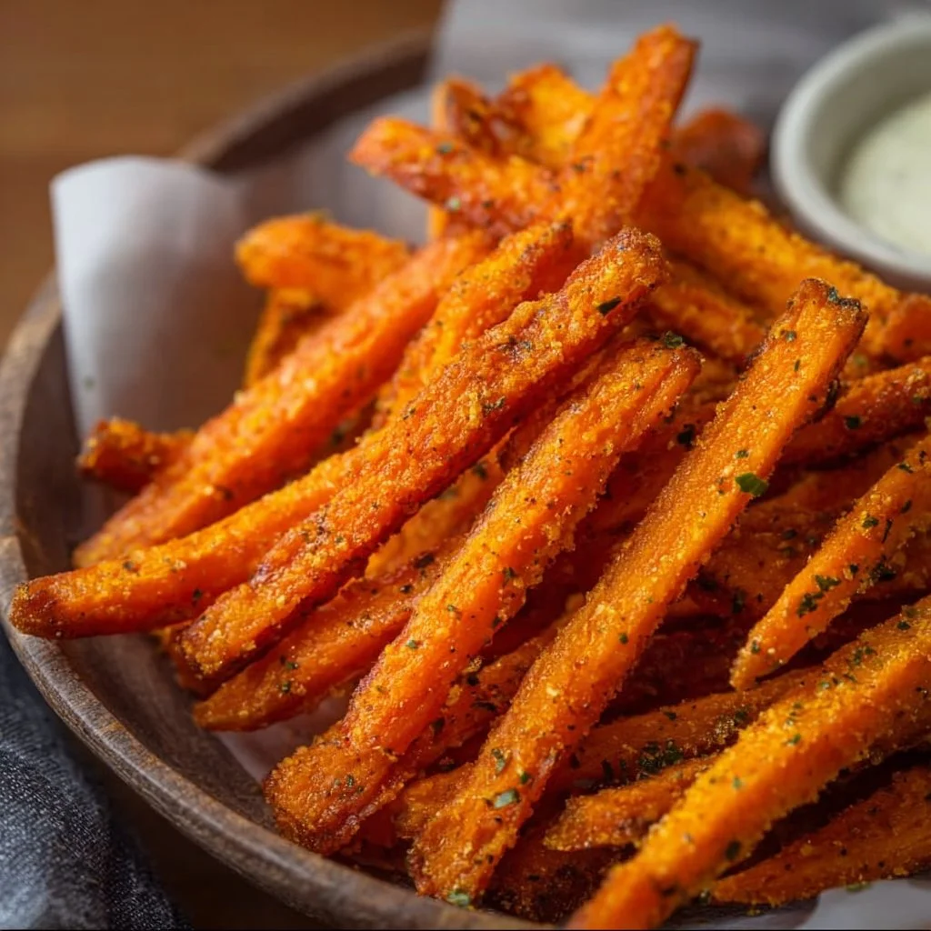 Delicious air fryer carrot fries served in a bowl
