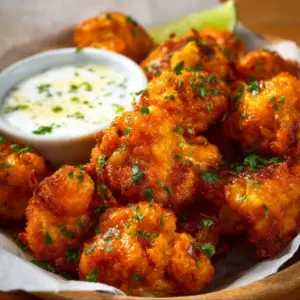 Delicious air fryer cauliflower wings served with dipping sauce