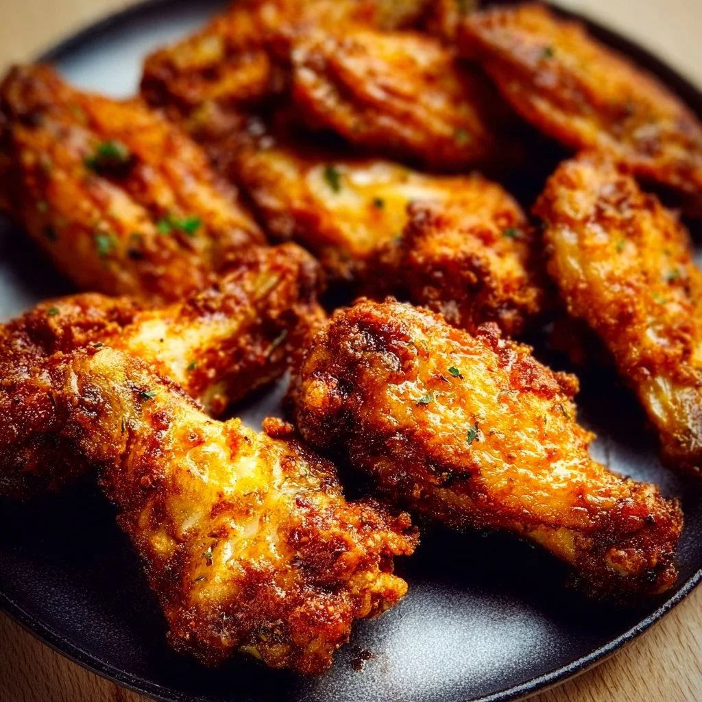 Delicious air fryer chicken wings served on a platter with dipping sauce