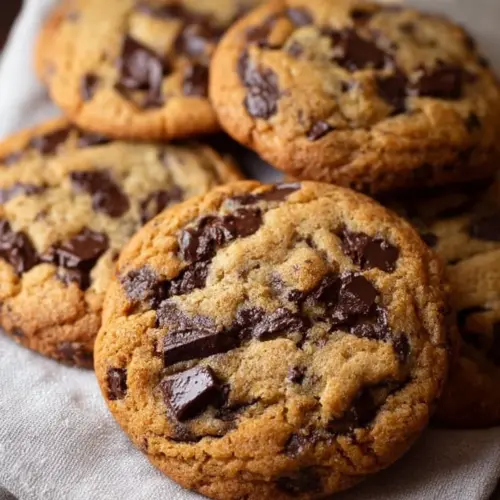 Freshly baked air fryer chocolate chip cookies on a cooling rack