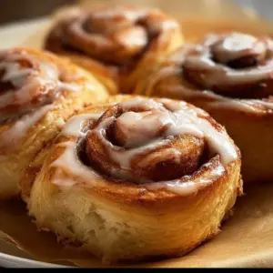 Delicious Air Fryer Cinnamon Rolls served on a plate