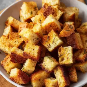 Crispy Air Fryer Croutons ready to enhance your salads and soups