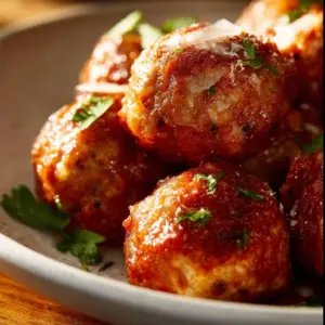 Crispy air fryer frozen meatballs served with marinara sauce