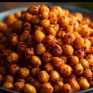 Crispy air fryer garlic paprika chickpeas served in a bowl