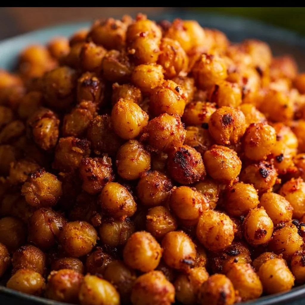 Crispy air fryer garlic paprika chickpeas served in a bowl