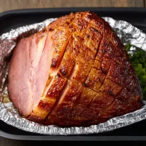 Succulent Air Fryer Ham garnished and ready to serve