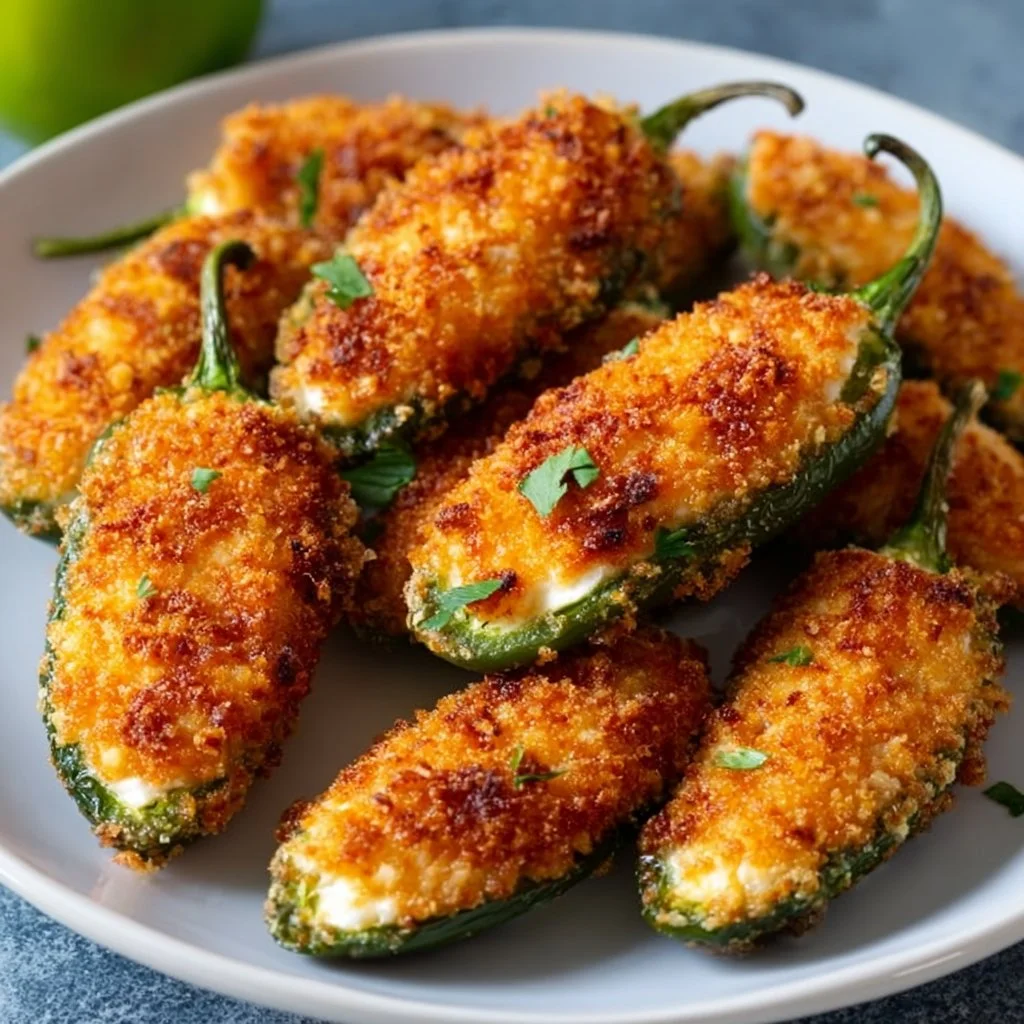 Air Fryer Jalapeno Poppers golden brown and ready to serve