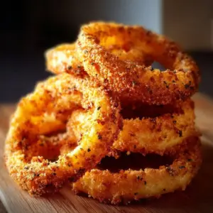 Crispy air fryer onion rings served on a plate