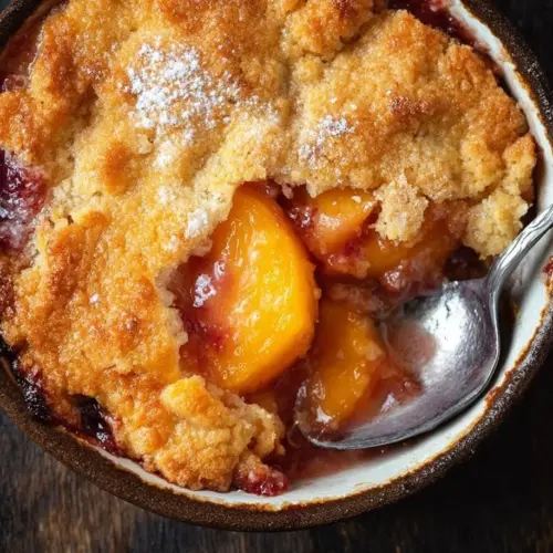 Delicious Air Fryer Peach Cobbler served in a bowl