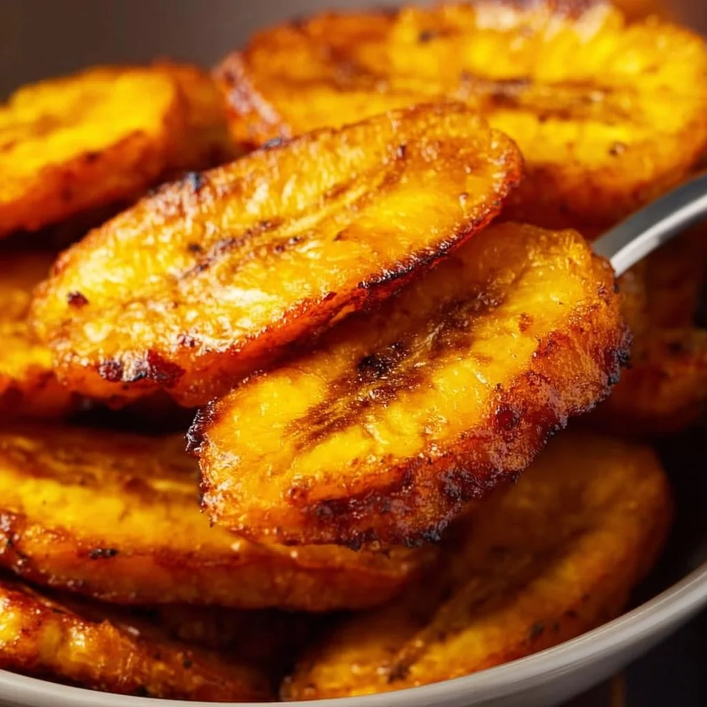 Crispy air fryer plantains served on a plate