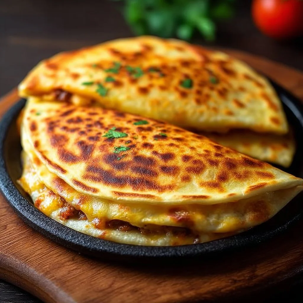 Crispy air fryer quesadillas filled with cheese and veggies served on a plate.