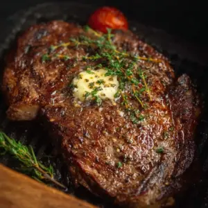 Delicious air fryer ribeye steak cooked to perfection