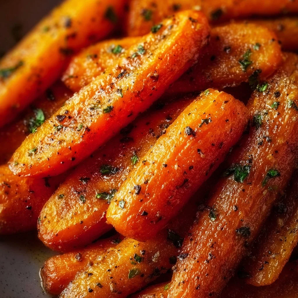 Delicious air fryer roasted carrots garnished and ready to serve