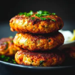 Crispy air fryer salmon patties served with dipping sauce