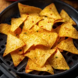 Crispy air fryer tortilla chips served with salsa