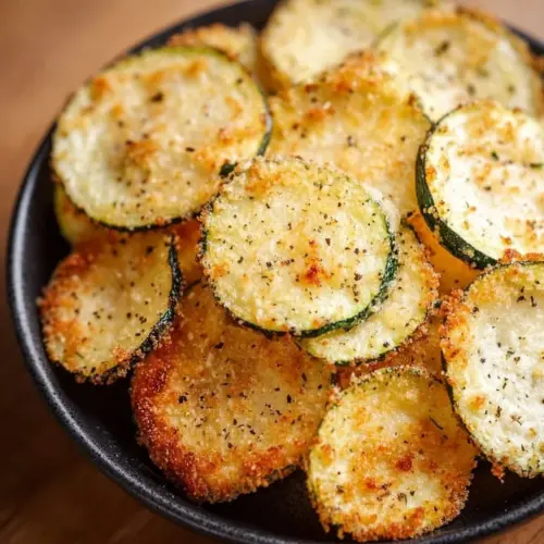 Crispy air fryer zucchini slices served on a plate