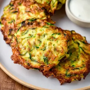 Delicious air fryer zucchini fritters served on a plate