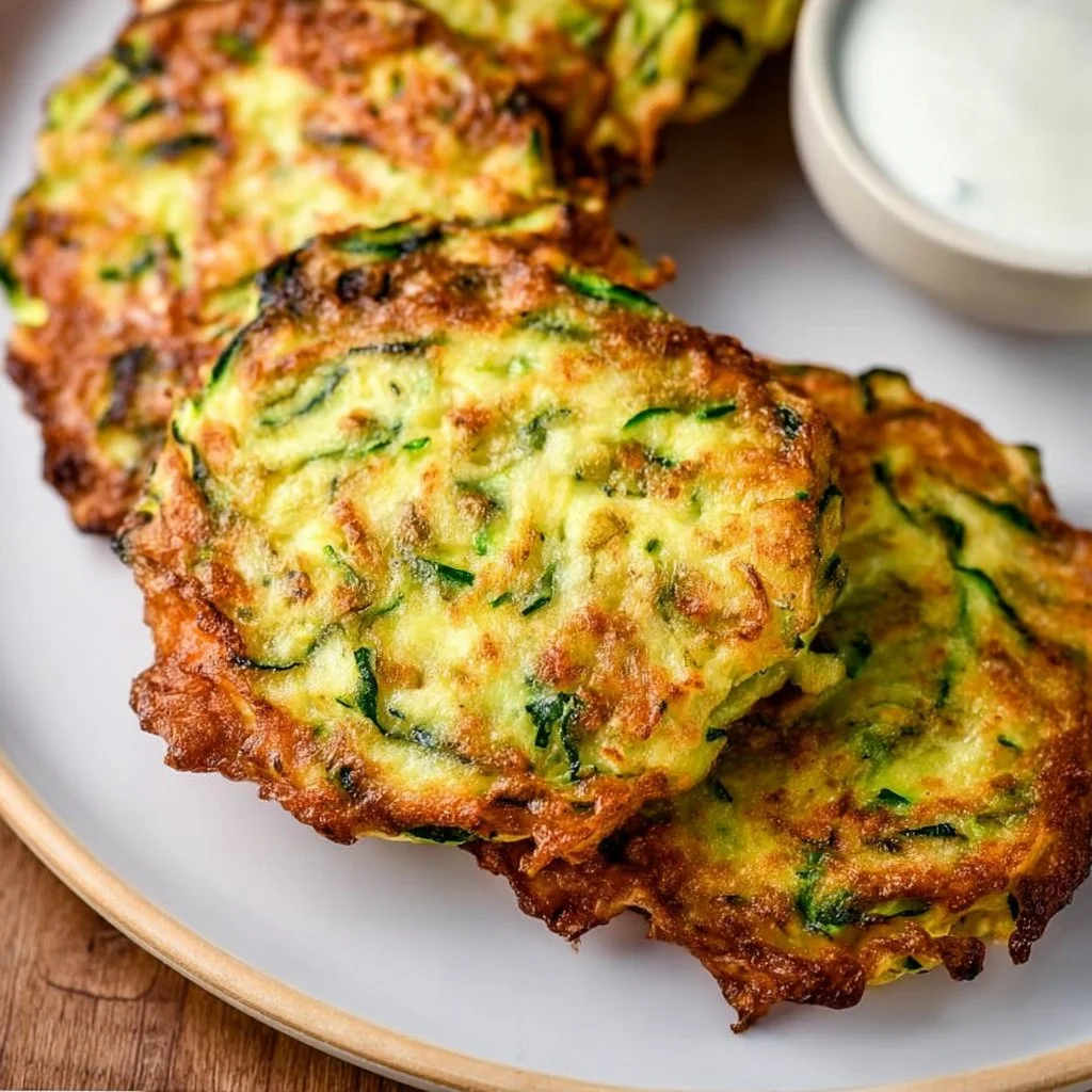 Delicious air fryer zucchini fritters served on a plate