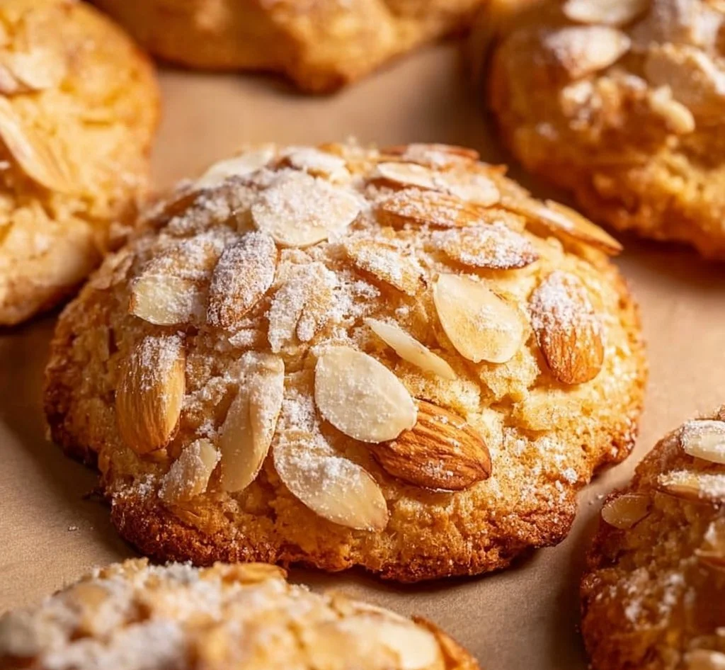 Delicious Almond Croissant Cookies with a flaky texture and almond topping