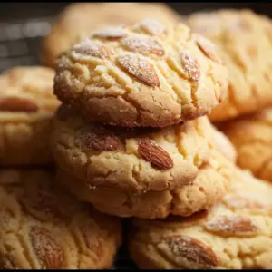 Delicious almond paste cookies on a rustic table ready to serve
