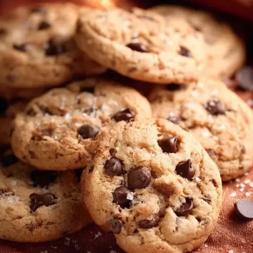 Plate of freshly baked Bisquick chocolate chip cookies with chocolate chunks