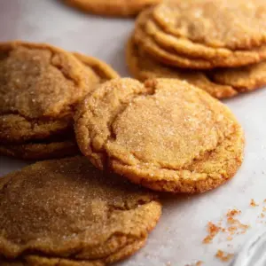 Freshly baked Brown Butter Sugar Cookies on a cooling rack