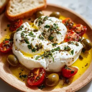 Burrata cheese appetizer with fresh herbs and tomatoes