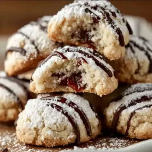 Delicious homemade cannoli cookies with cream filling and chocolate chips