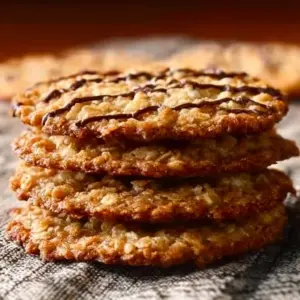 Chewy oatmeal lace cookies on a baking sheet ready to be enjoyed