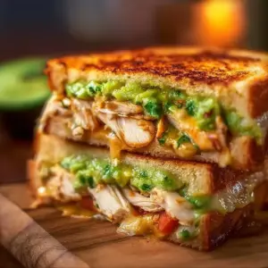 Delicious Chicken Avocado Melt Sandwich with chicken, avocado, and melted cheese