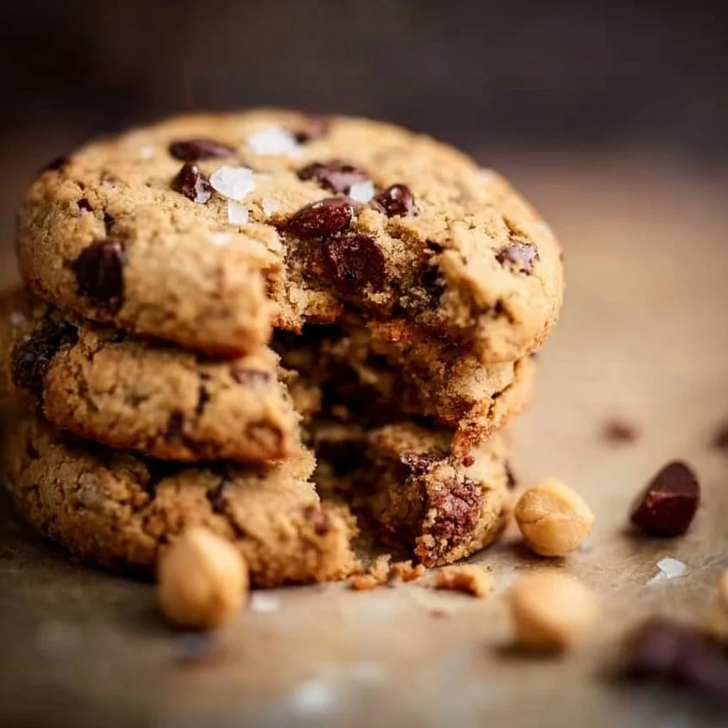 Healthy homemade chickpea cookies on a rustic wooden table.
