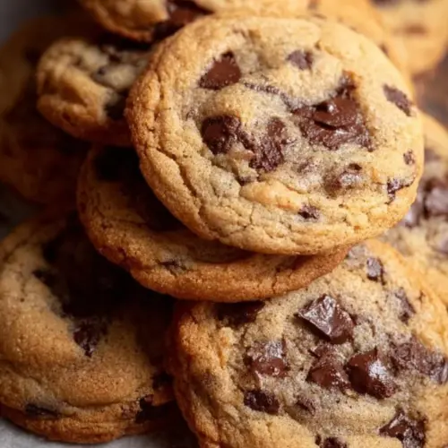 Freshly baked chocolate chip cookies on a cooling rack