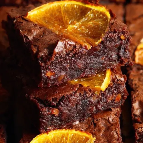 Delicious Chocolate Orange Brownies topped with orange zest