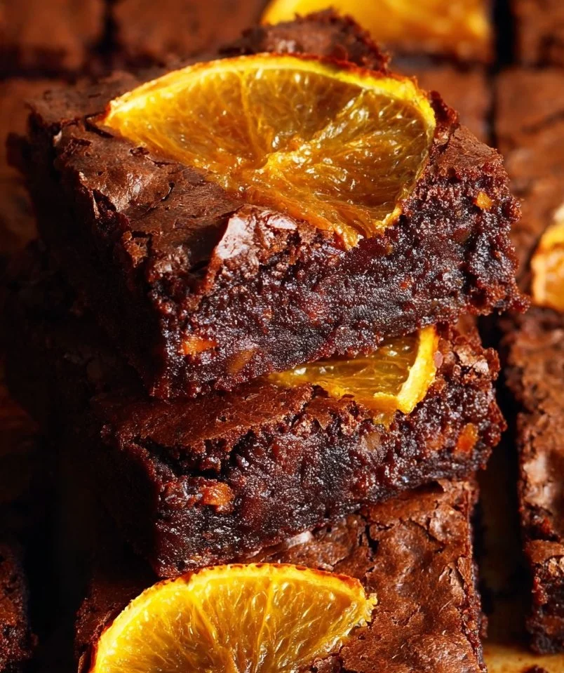 Delicious Chocolate Orange Brownies topped with orange zest