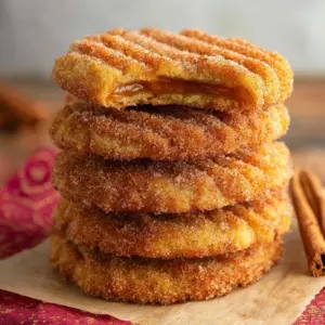 Freshly baked Churro Cookies with cinnamon and sugar coating