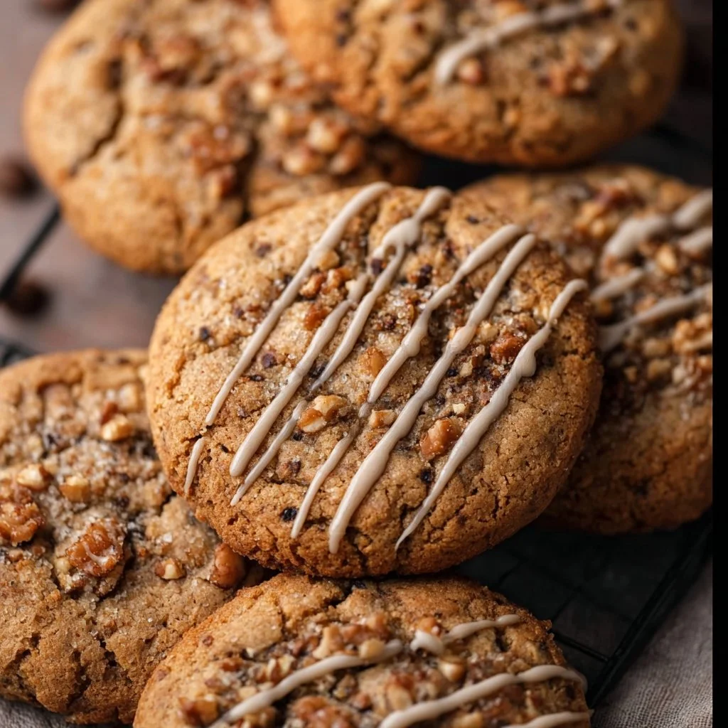 Delicious homemade coffee cake cookies on a wooden table