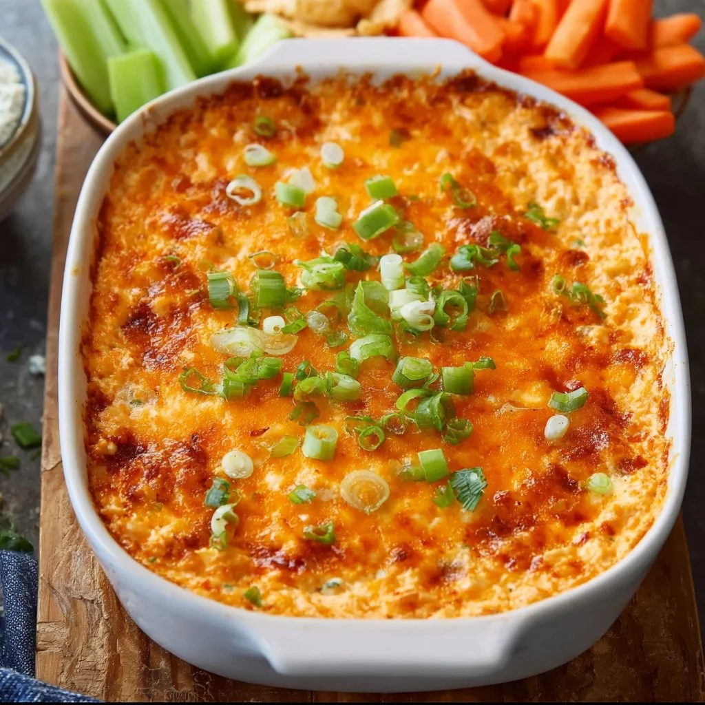 Cottage Cheese Buffalo Chicken Dip served in a bowl with tortilla chips