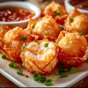 Crispy Crab Rangoon Bombs on a plate