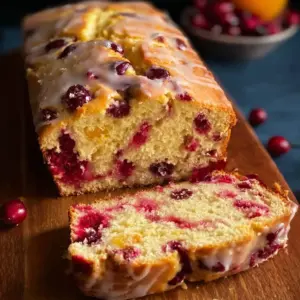 Delicious cranberry orange loaf freshly baked and sliced for serving