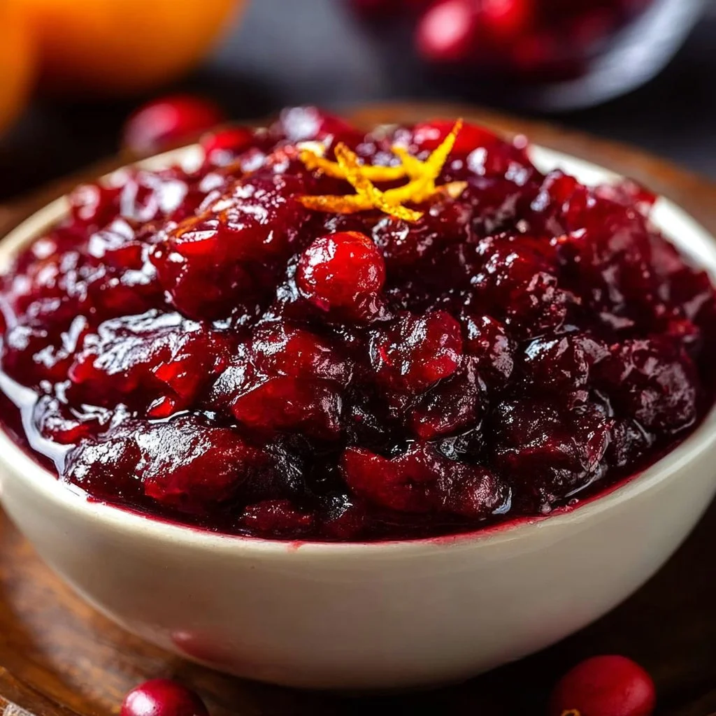 Delicious homemade cranberry orange sauce in a bowl with fresh cranberries and oranges