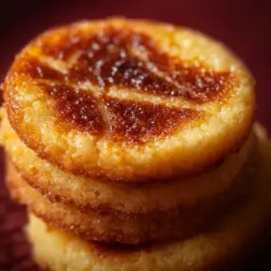 Freshly baked Creme Brûlée Cookies with caramelized sugar topping