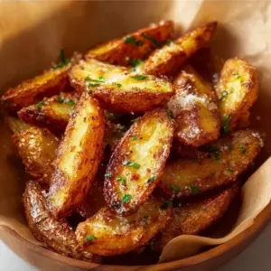 Crispy air fryer fingerling potatoes ready to serve as a tasty side dish.